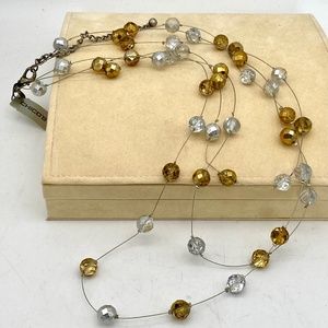 Vintage Chico"s Triple Strand Wire and Crystal Necklace